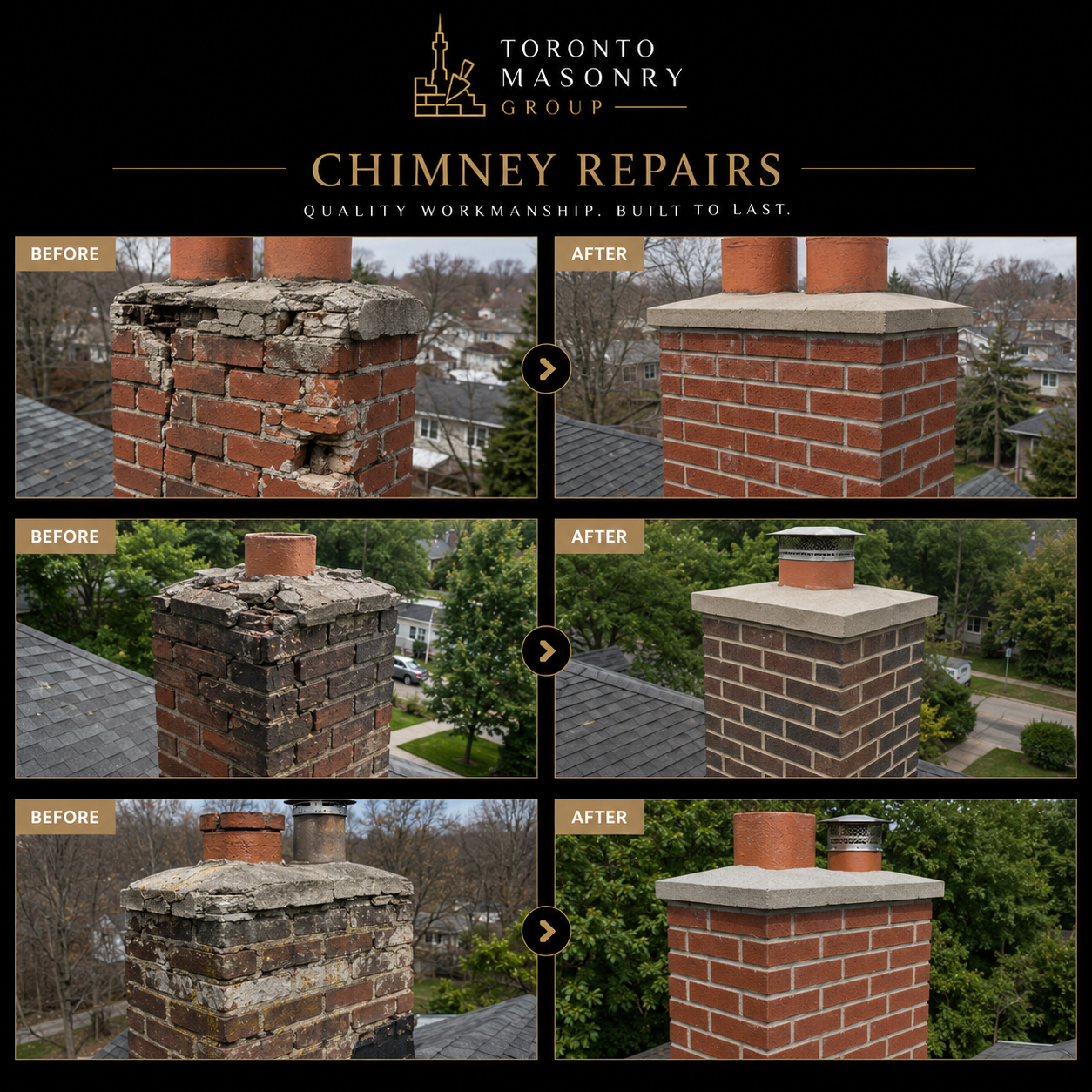 Chimney repair and rebuild by Toronto Masonry Group