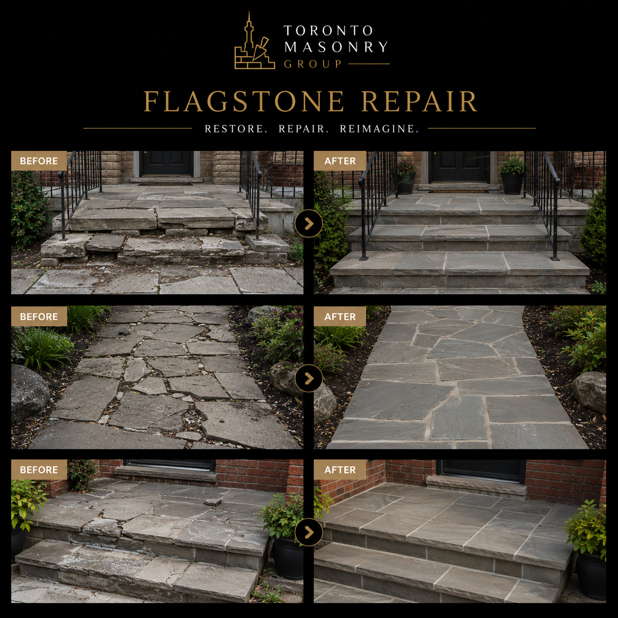 Flagstone patio and pathway installation by Toronto Masonry Group
