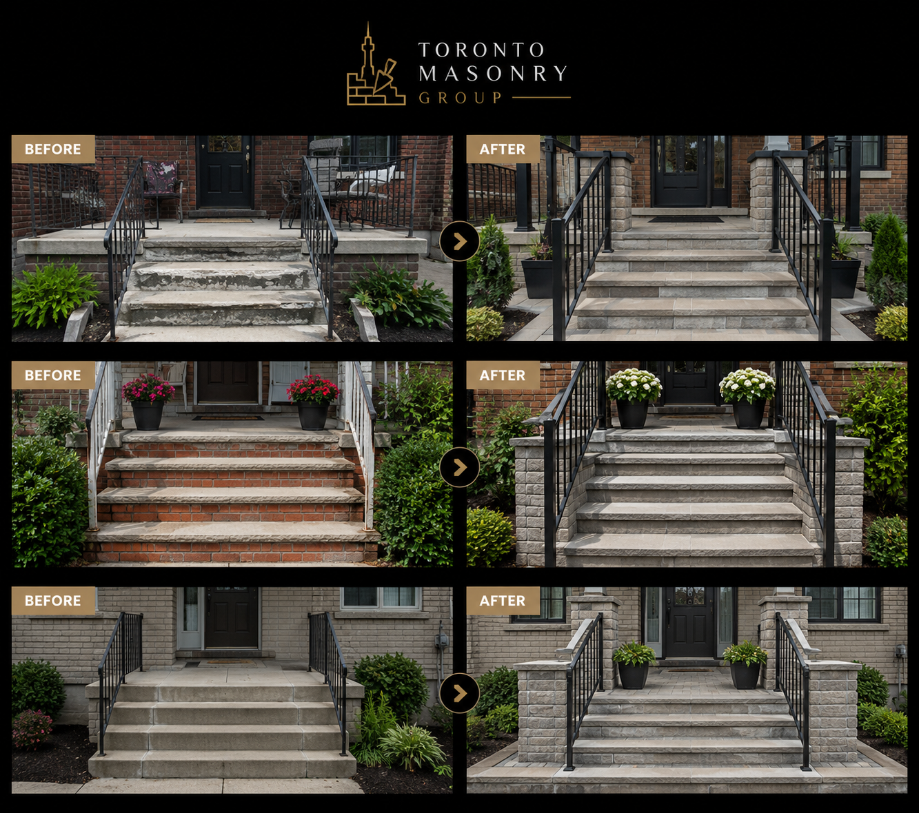 Porch rebuild and restoration by Toronto Masonry Group